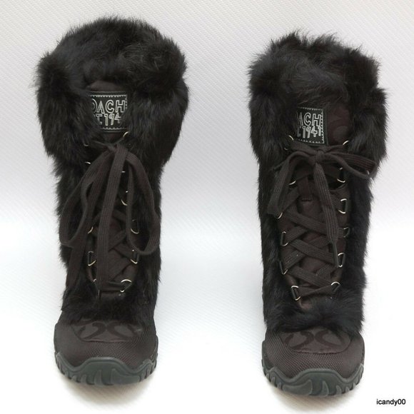 Coach JENNIE Op Art Jacquard Lace-Up Rabbit Boot - Picture 3 of 7